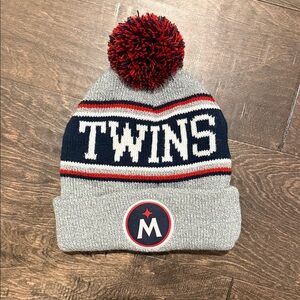 Minnesota Twins Gray and Red Beanie with Pom Pom